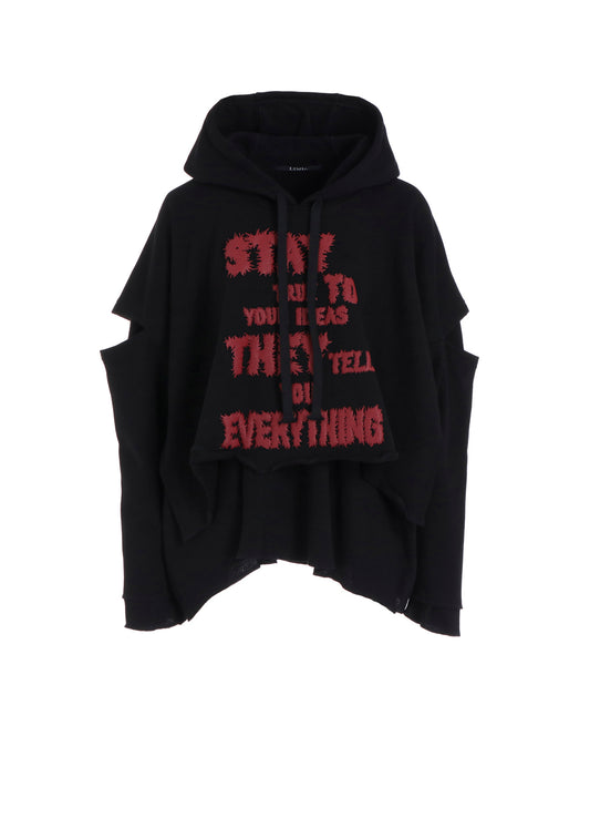 STAY TRUE PRINT LAYERED SHORT HOODIE