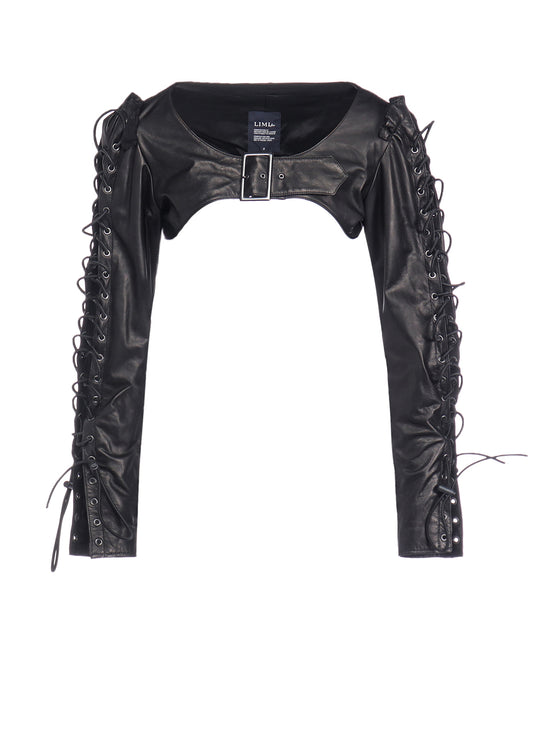 COW LEATHER LACE-UP SLV JACKET