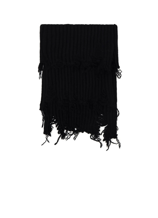 DAMAGED RIBBED KNIT SHORT NECK WARMER