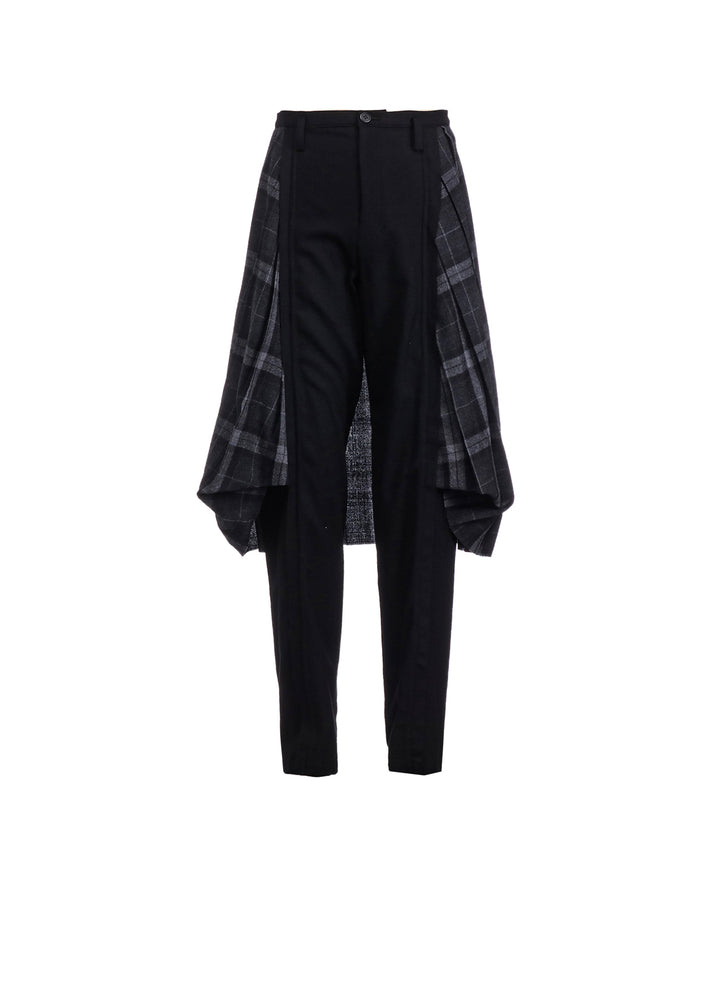 SERGE + PLAID COMBI PLEATED PANTS