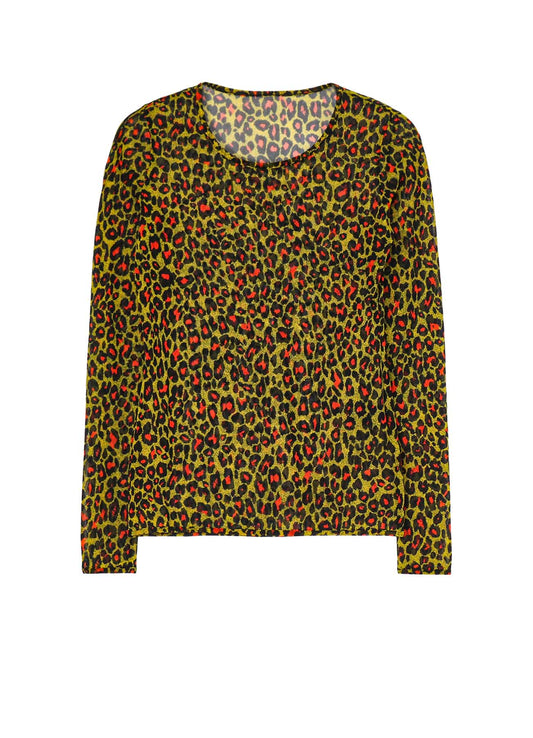 LEOPARD TULLE COMPACT LONG T-SHIRT