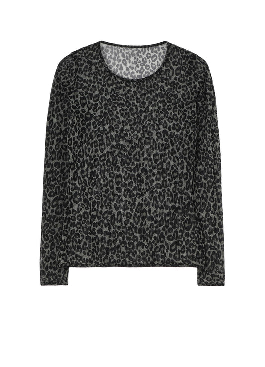 LEOPARD TULLE COMPACT LONG T-SHIRT