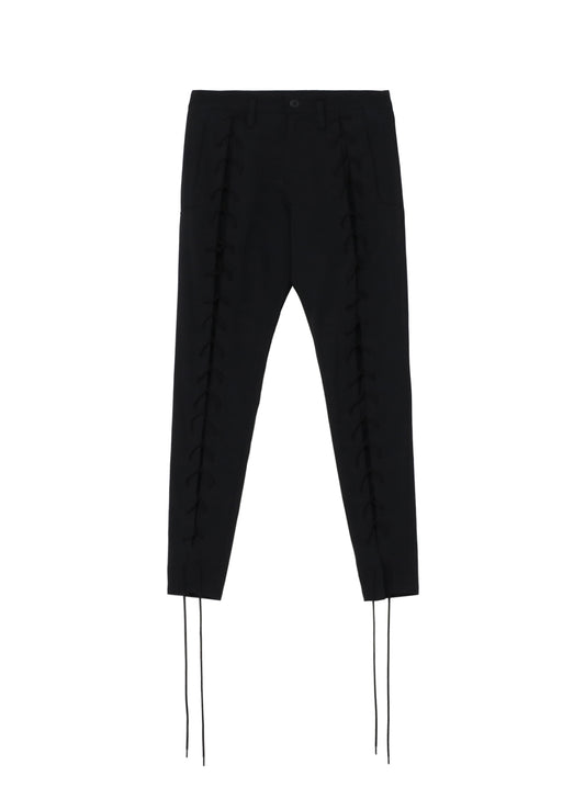 WOOL GABARDINE LACE-UP PANTS