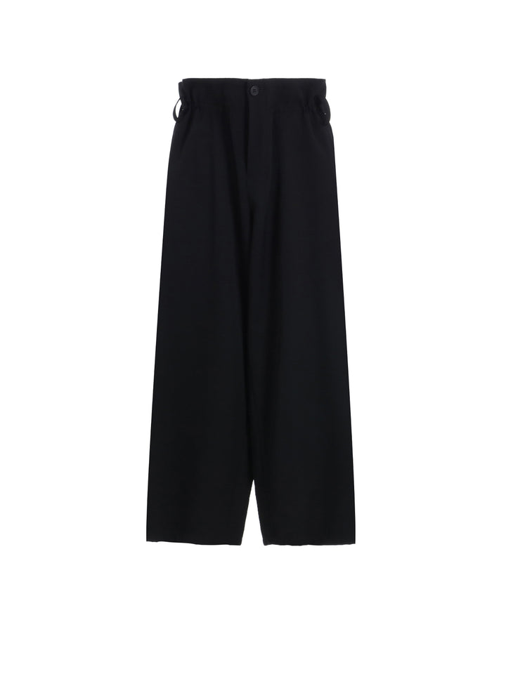 WOOL GABARDINE WAIST STRING TUCK PANTS