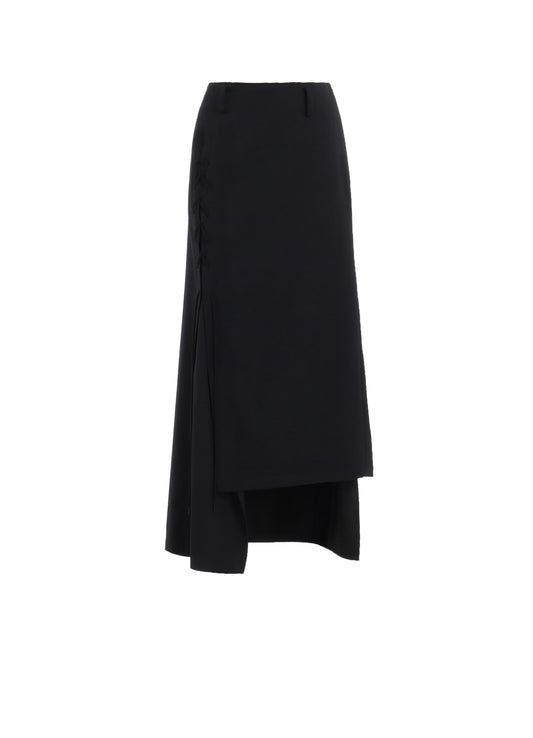 WOOL GABARDINE LACE-UP LONG SKIRT