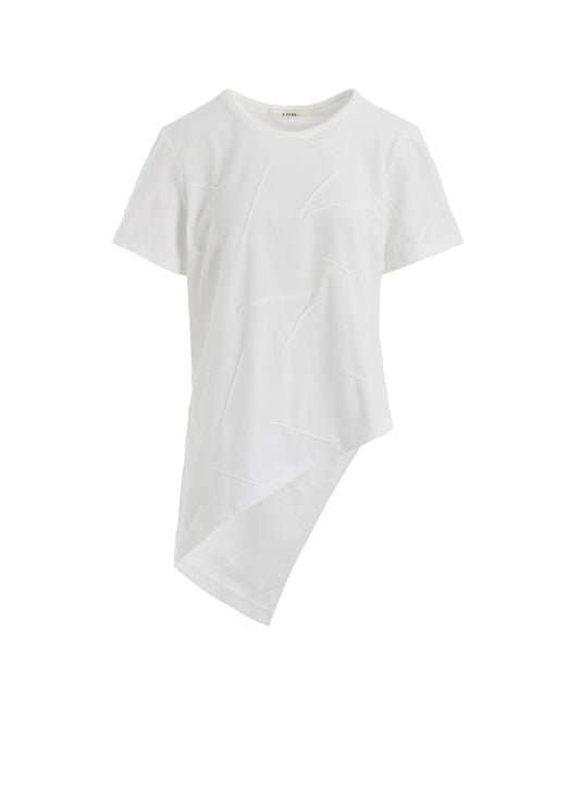 TUCK JACQUARD SQUARE HEM T-SHIRT