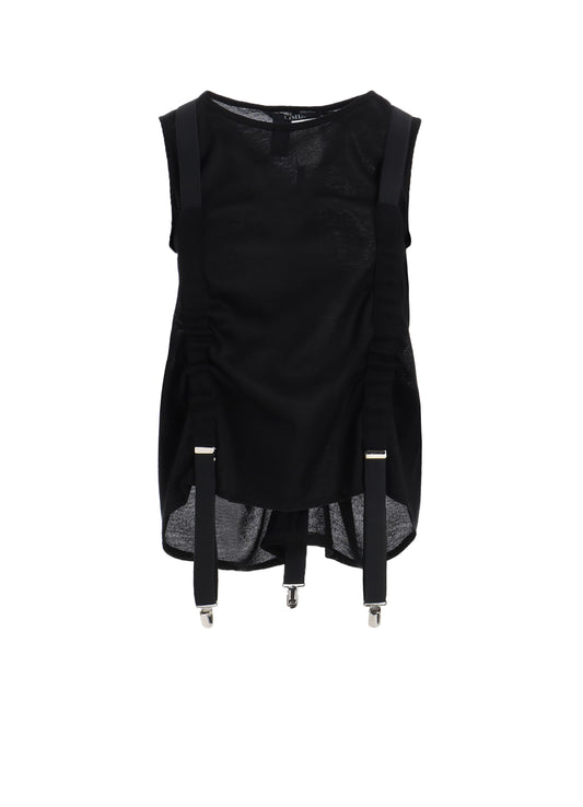 PARALLELED PLAIN STITCH SUSPENDER TANK TOP