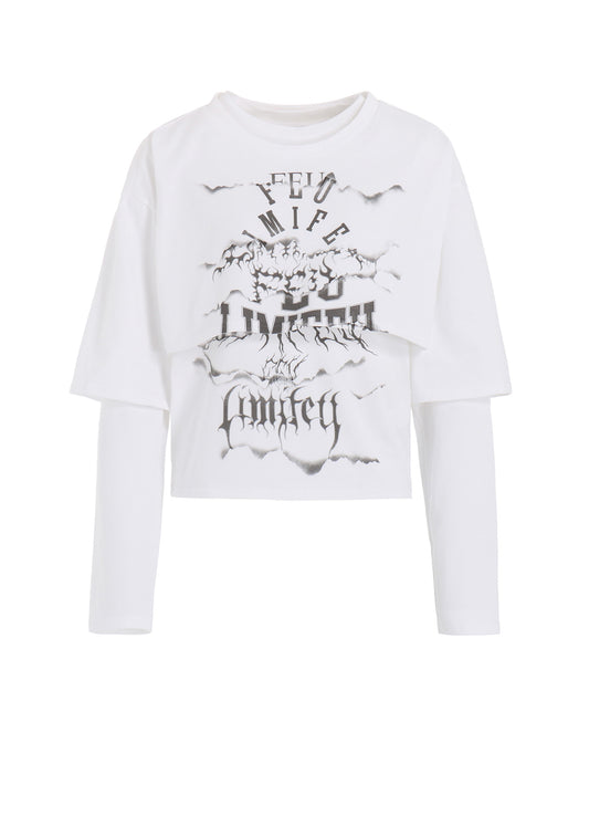 LOGO COLLAGE PRINTED LAYERED SEPARATE LONG SLEEVE T-SHIRT