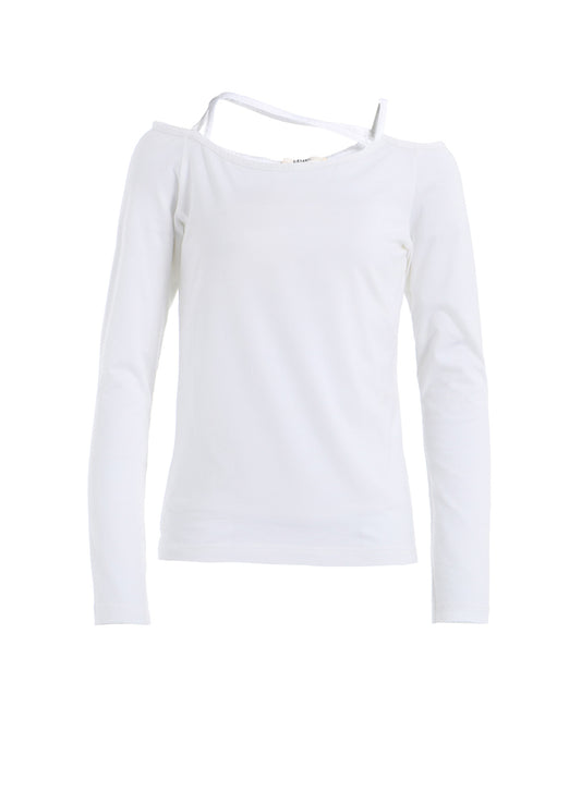 PLAIN STITCH STRING DETAIL LONG SLEEVE T-SHIRT