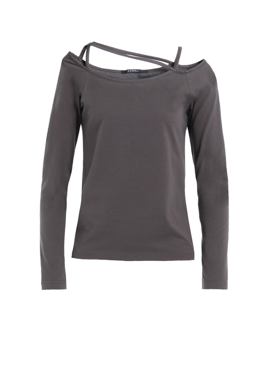 PLAIN STITCH STRING DETAIL LONG SLEEVE T-SHIRT