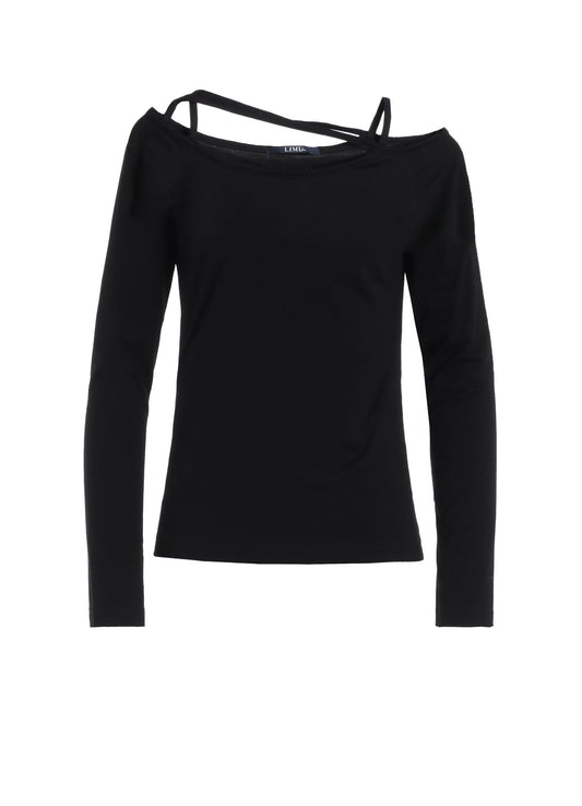 PLAIN STITCH STRING DETAIL LONG SLEEVE T-SHIRT