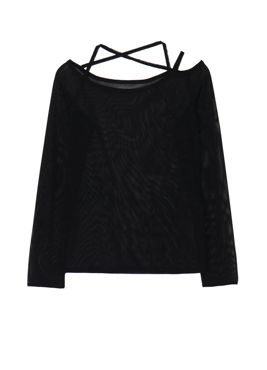 【12/13 10:00(JST) Release】TULLE STRING DETAIL LONG SLEEVE T-SHIRT