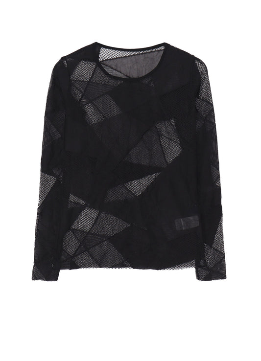 GEOMETRIC NET SLIM LONG SLEEVE T-SHIRT