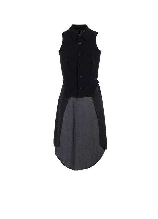 WOOL GABARDINE COLLAR LONG VEST