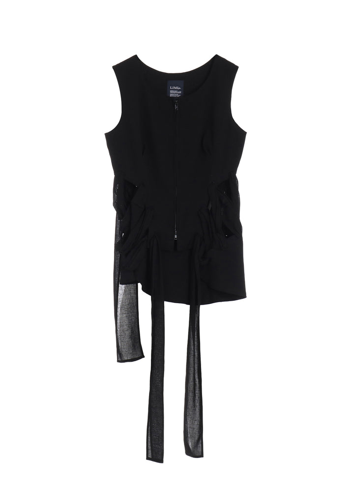 GAUZE RIBBON LACE-UP VEST