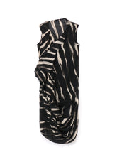 BLEACHED STRIPE DRAPE DARTS DRESS