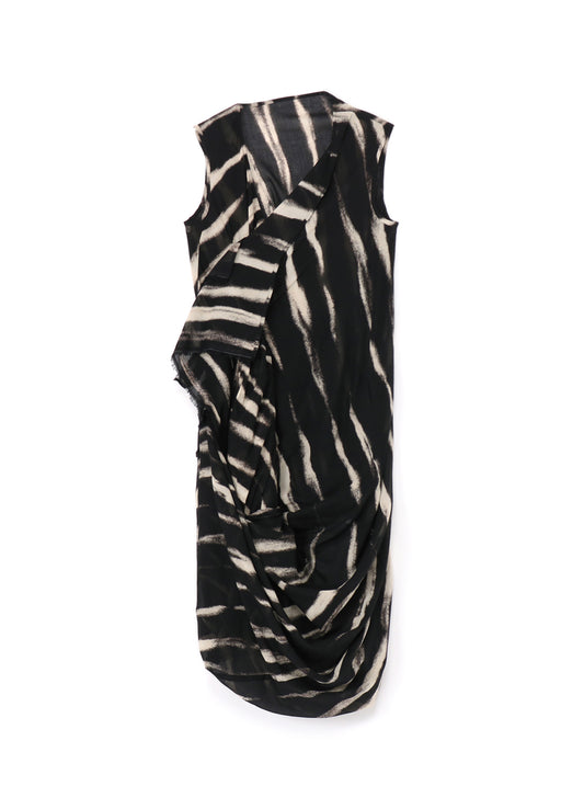 BLEACHED STRIPE DRAPE DARTS DRESS