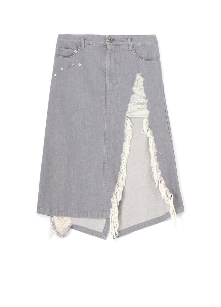 RIPPED DENIM SLIT SKIRT