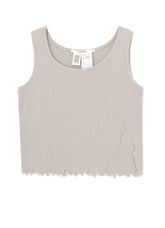 COTTON RAYON RIB TANK WITH DAMAGED HEM