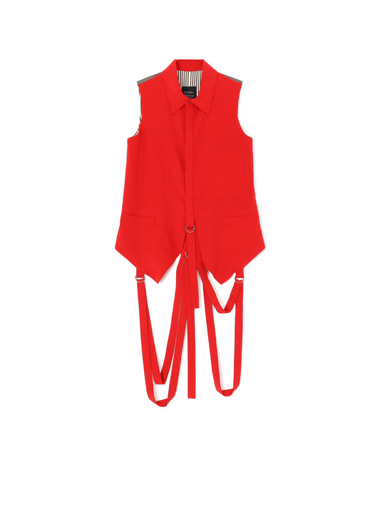 SOFT BROAD COTTON HANGING STRAP COLLAR VEST