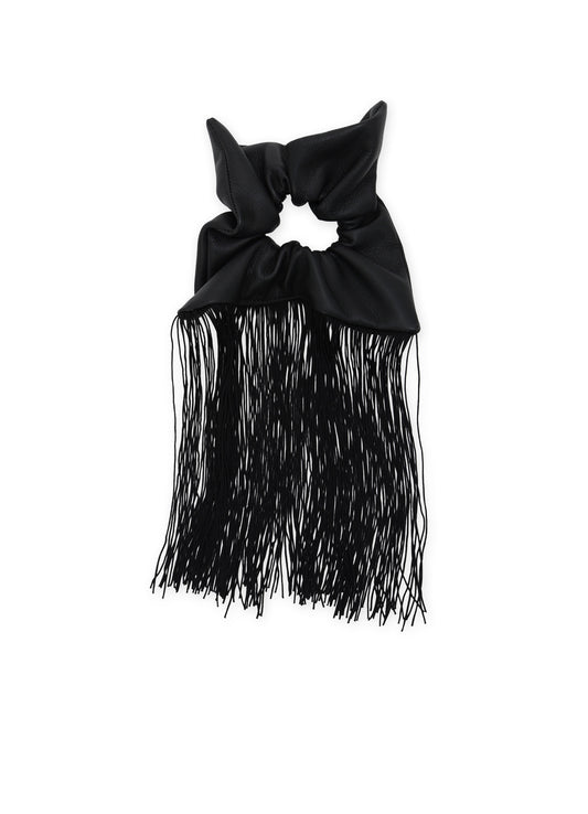 MOIST TANNED KIP LEATHER FRINGE SCRUNCHIE