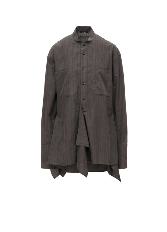 INK DYED STRIPE STAND COLLAR BLOUSE