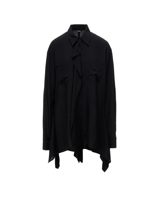 WRINKLED PLAIN WEAVE  FLARED PANEL BLOUSE
