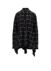 RAYON PLAID FLARED PANEL BLOUSE