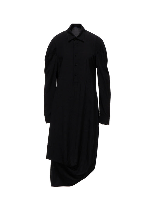 WRINKLED PLAIN WEAVE  DRAPED HEM BLOUSE