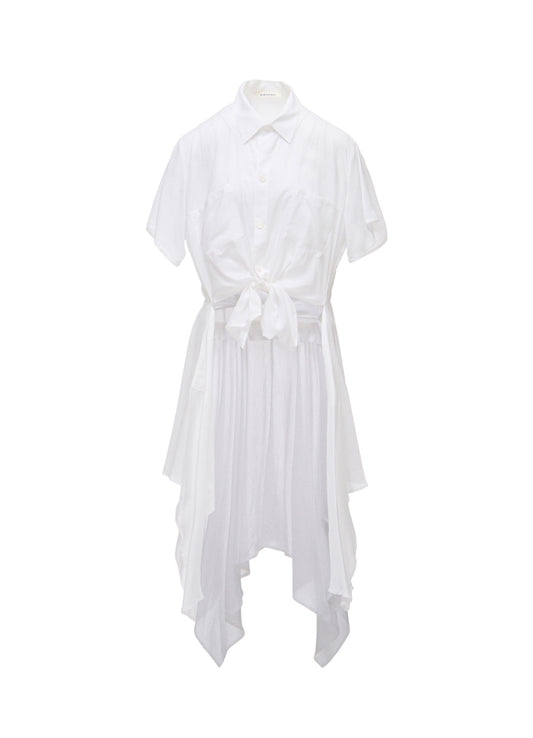 SOFT LAWN FRONT SPLIT LONG SHIRT