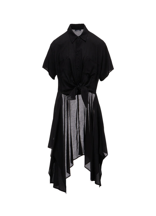 SOFT LAWN FRONT SPLIT LONG SHIRT