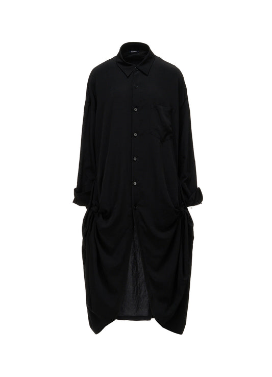 TA/PE CREPE DE CHINE SIDE-TIE LONG BLOUSE