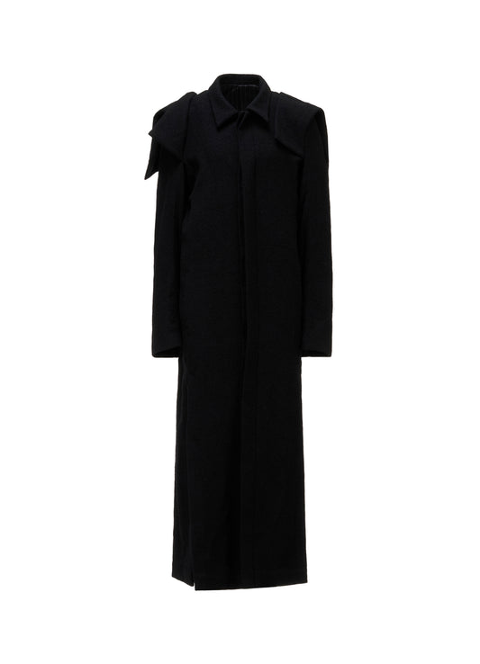 SHRINK SERGE PANELED SHOULDER LONG COAT