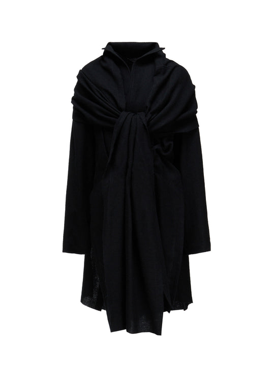 HERRINGBONE SCARF COLLAR COAT