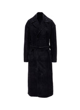 CHEMICAL BLEACHED DENIM DOUBLE LONG COAT