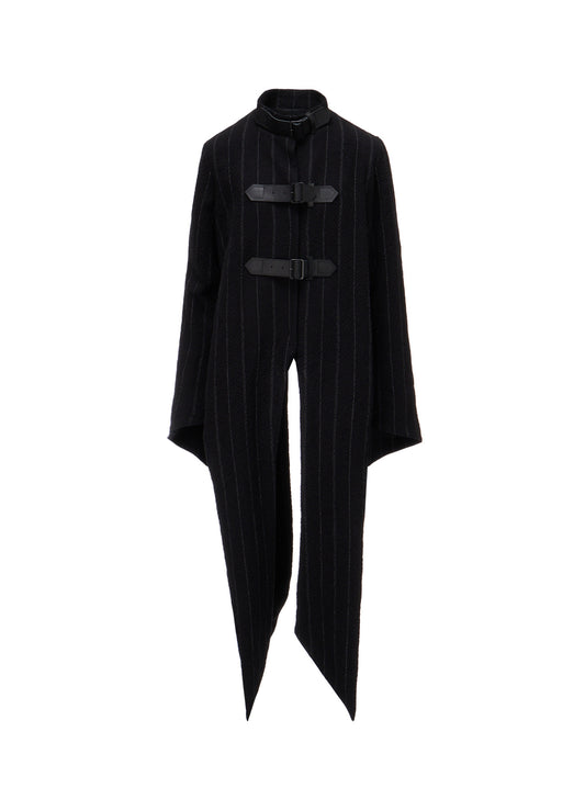 C/W STRIPE  BELTED LONG SLIT COAT