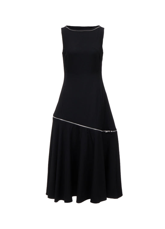 WOOL GABARDINE  ZIP PANEL DRESS