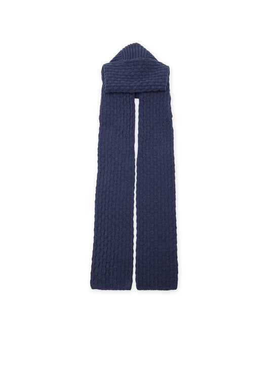 BOBBLE RIB KNIT HOODED SCARF