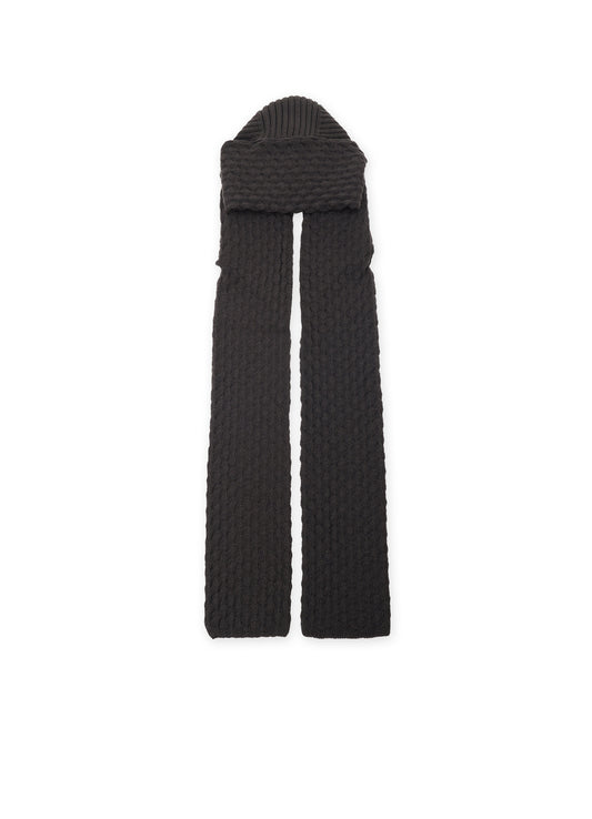 BOBBLE RIB KNIT HOODED SCARF