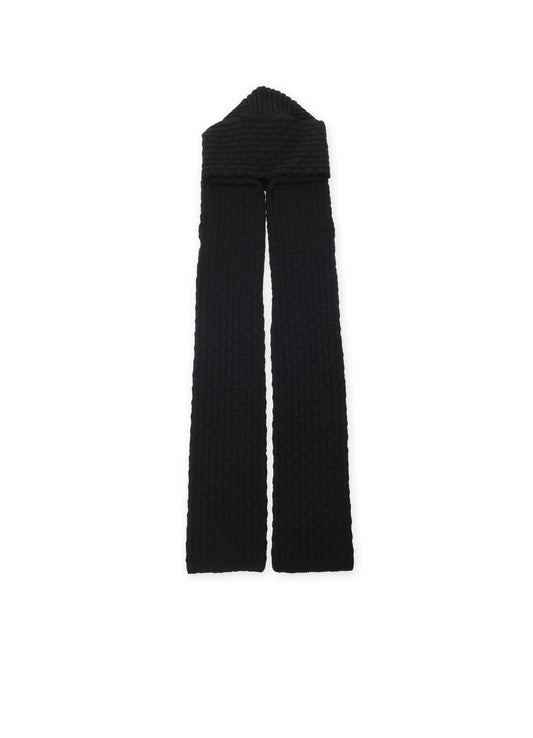 BOBBLE RIB KNIT HOODED SCARF
