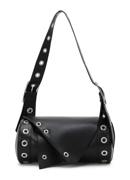 OIL TANNED LEATHER EYELET DETAIL ROUND BAG