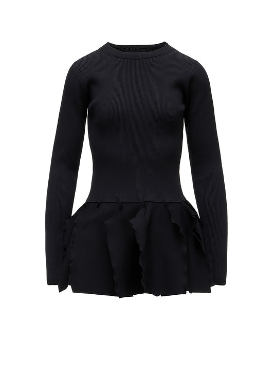 HIGH-GAUGE 3D KNIT FRILLED PULLOVER