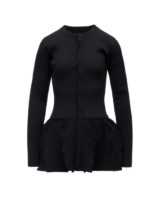 HIGH-GAUGE 3D KNIT FRILLED GARDIGAN