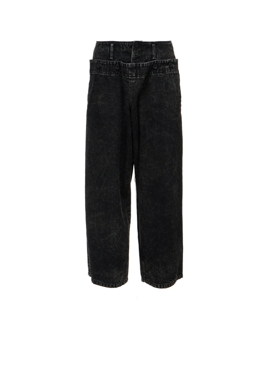 CHEMICAL BLEACHED DENIM SAILOR PANTS