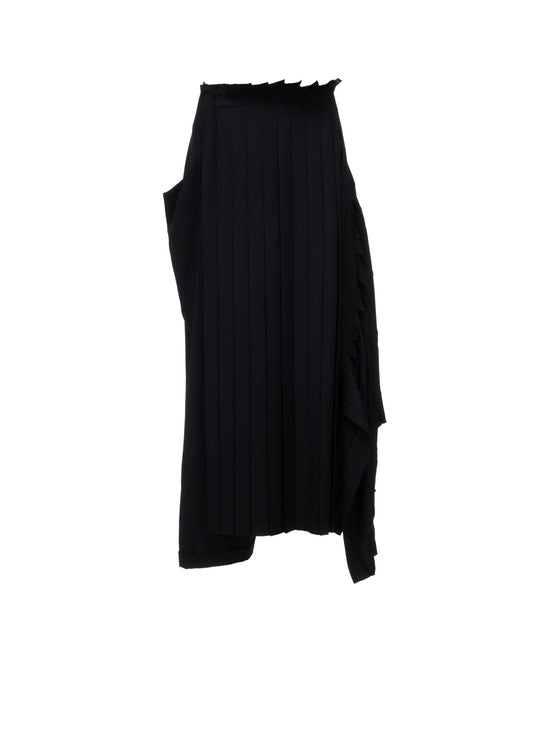 WOOL GABARDINE  PLEATED DETAIL SKORT