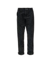 CHEMICAL BLEACHED DENIM CUFFED PANTS