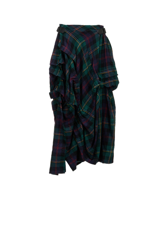 GREEN TARTAN TUCK SKIRT