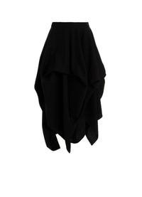 DOUBLE SATIN ELASTIC WAIST DOUBLE LAYERED SKIRT