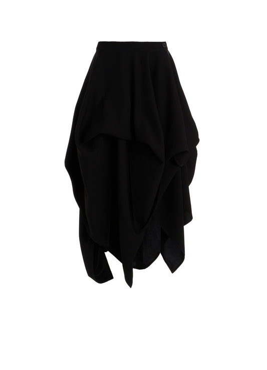 DOUBLE SATIN ELASTIC WAIST DOUBLE LAYERED SKIRT