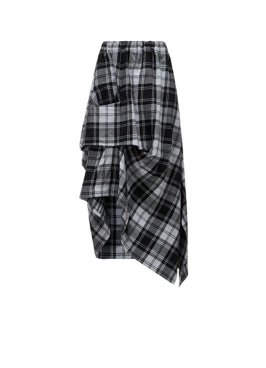 GREY TARTAN IRREGULAR HEM LINE SKIRT